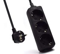 Ewent EW3959 Regleta con 3 Tomas, Negro, 1.5 m