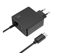 Ewent 65W Cargador Portatil de Pared USB C para Lenovo,HP,Macbook Pro/Air,Huawei,Acer,ASUS,DELL,Xiaomi, Samsung,Cargador Ordenador Portátil Tipo C con Cable de 1,5 Metros;Toma USB-A Adicional;Negro