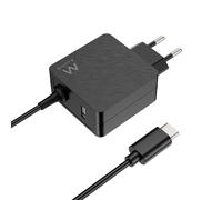 Ewent 45W Cargador Portatil de Pared USB C para Lenovo,HP,Macbook Pro/Air,Huawei,Acer,ASUS,DELL,Xiaomi, Samsung,Cargador Ordenador Portátil Tipo C con Cable de 1,5 Metros;Toma USB-A Adicional;Negro