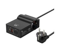 Estación de carga USB GaN 65W.Rápido 4 Puertos (2 USB-A+2 USB-C)PD3.0 PPS.Regleta 2x Schuko 45° cable 1,5mt Enchufe Schuko 16A.Para MacBook Pro/Air,portátil USB-C,iPhone 14/13/12,Samsung Galaxy,Xiaomi