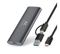 Ewent Carcasa USB 3.2 Gen2 para SSD M.2 NVMe PCIe - Caja Externa de para Disco Duro Aluminio, Compatible con Key M 2230-2280, Velocidad hasta 10 Gbps, sin Tornillos, USB-C / USB-A, UASP & Trim