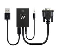 Ewent EW9866 adaptador de cable VGA-15pin HDMI, 3.5mm Negro