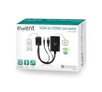 Ewent EW9867 - Conversor VGA a HDMI con Audio, 1 Conector HDMI A, 1 Conector VGA y Clavija de Audio de 3,5 mm, 0,25 m