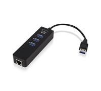 Ewent Hub 3 Puertos USB 3.1 Gen1 con Puerto de Red Gigabit