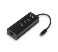 Hub USB Ewent 3 Portas USB 3.1 Gen 1 Type C + 1 Porta RJ45 Gigabit
