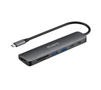 Ewent Hub USB-C 7 en 1 con HDMI 4K 60Hz, USB 3.2 Gen1, Carga Rápida PD 100W, 2 USB-A, USB-C Datos, Lector SD/TF, Dock Multiport para Laptop, MacBook, Tablet y Smartphone