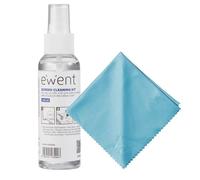Ewent Kit de Limpieza para Pantallas, Smartphone, iPad/Tableta, Gafas, Lectores eBook, Monitores, Pantallas Táctiles y TV, Spray Limpiador 100 ml + Paño de Microfibra (20x20 cm), Sin Rayas ni Huellas
