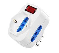 Ewent Ladron de Enchufes Triple, Toma 10A Giratorio de 90 Grados, Adaptador de Enchufe con Interruptor ON/Off, Enchufe 1xSchuko y 2x10A/16A, 2500W, Regleta Pared para Hogar Oficina, Blanco