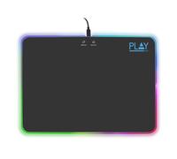 Ewent PL3341 Alfombrilla para ratón Negro - Alfombrilla de ratón (Negro, Monótono, Acrílico, Caucho, USB con Suministro de Corriente, Base antiderrapante, Alfombrilla de ratón para Juegos)