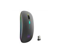Ewent Ratón Inalámbrico Recargable con Luces RGB | Bluetooth 5.2 & 2.4 GHz | dpi Ajustable (800/1200/1600) | Botones Silenciosos | Compatible con Windows, Mac, iOS, Android