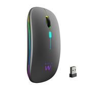 Ewent Ratón Inalámbrico Recargable con Luces RGB | Bluetooth 5.2 & 2.4 GHz | dpi Ajustable (800/1200/1600) | Botones Silenciosos | Compatible con Windows, Mac, iOS, Android