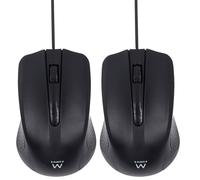 Ewent Ratón Óptico con Cable USB de 1000 dpi y 3 Botones, Diseño Ergonómico, Ambidiestro para PC/Mac/Portátil/Laptop/Chromebook - Negro (Paquete de 2)