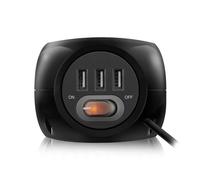 Regleta Cúbica Ewent 3 Tomas + 3 Portas USB 2.4A c/ Cable 1.5 M Negro