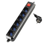 Ewent Regleta EW3924 – 6 tomas Schuko con botón ON/OFF, negra