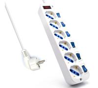 Ewent regleta 6 tomas schuko con interruptor individual 5m