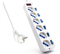 Ewent Regleta EW3932-3M, 6 tomas, interruptor individual, cable 3 m, blanco