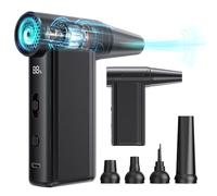 Ewent Soplador de Aire Eléctrico 130000 rpm, Aspiradora Portátil 3-en-1, Eliminador de Polvo, Inflador, Plumero Electrico de Limpieza, 8 Velocidades,Recargable 5000mAh, Para Electrónica, Casa, Coche