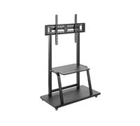 Ewent Soporte de TV Premium de Acero, Soporte Móvil con Ruedas para Pantallas de Plasma/LED/LCD de 55-120 Pulgadas, Soporte de Suelo para TV hasta 150Kg, Ajustable en Altura y Anchura, con 2 Estantes