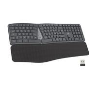 ewent Teclado inalámbrico ergonómico, diseño italiano ergonómico, reposamuñecas integrado, conectividad Bluetooth y USB, interruptor fácil, teclas silenciosas, compatible con Windows, Mac y Android
