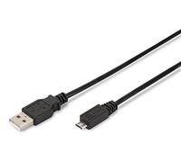 EWENT USB 2.0 Tipo de Cable A/B Macho/Micro, de Carga y sincronización para Samsung Smartphone, Sistemas de navegación, cámaras Digitales, MP3, Doble blindado 28 AWG Cobre, 1m, Negro