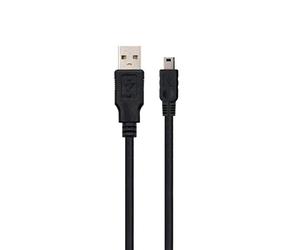 Ewent USB 2.0 Tipo de Cable A/B Macho/Mini, la Carga y sincronización para Sistemas de navegación, cámaras Digitales, MP3, Doble blindado de 28 AWG de Cobre, 1,8 m, Negro