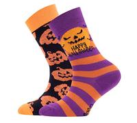 EWERS 2 pares de calcetines de Halloween para niñas y niños, calcetines infantiles con motivo de calabaza, algodón, MADE IN GERMANY, talla 35-38