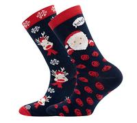 EWERS 2 pares de calcetines de Navidad para niñas, niños, mujeres y hombres, calcetines infantiles con motivos de Papá Noel y renos, talla 35-38
