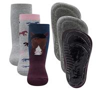 EWERS Pack de 3 Calcetines Antideslizantes SoftStep con Motivo de Caballo para Niñas, Suela Antideslizante, Goma, 3 Pares, Talla 27-28