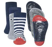 EWERS Pack de 3 calcetines de parada de tiburón SoftStep, calcetines antideslizantes con suela de goma, MADE IN GERMANY, 3 pares de calcetines antideslizantes para niños, azul y gris, 23-24