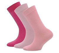 EWERS paquete de 3 calcetines lisos, calcetines básicos monocolor para niñas y niños, algodón, MADE IN GERMANY, calcetines para niñas calcetines para niños calcetines unisex, talla 35-38, rosa