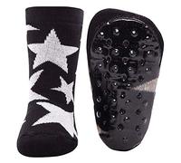 EWERS stopper socks stars, calcetines con suela antideslizante para niñas y niños, con suela de goma, MADE IN GERMANY, 1 par de calcetines antideslizantes para niños, negro, talla 39-42