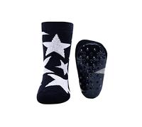 EWERS stopper socks stars, calcetines con suela antideslizante para niñas y niños, con suela de goma, MADE IN GERMANY, 1 par de calcetines antideslizantes para niños, negro, talla 18-19