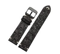 ewgrkba 18 mm 20 mm 22 mm Cuero de avestruz hecho a mano, suave y ultrafino, negro y verde, compatible con correas de reloj Water Ghost, accesorios for hombres y mujeres(Black black buckle,20mm)