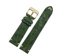 ewgrkba 18 mm 20 mm 22 mm Cuero de avestruz hecho a mano, suave y ultrafino, negro y verde, compatible con correas de reloj Water Ghost, accesorios for hombres y mujeres(Green gold buckle,22mm)