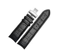 ewgrkba Compatible con 1853 Tissot Male T035 Correa de reloj de cuero T035627A Correa de reloj de piel de becerro con extremo curvo Pulsera con hebilla de mariposa 22 mm 23 mm 24 mm(Black-silver,24mm)