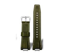 ewgrkba Compatible con Casio G-SHOCK MTG-B3000 Correa de cuero italiano MTG B3000 Correa de reloj de piel de vaca Conector adaptadores de acero inoxidable modificado(A-Green silver)