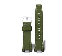 ewgrkba Compatible con Casio G-SHOCK MTG-B3000 Correa de cuero italiano MTG B3000 Correa de reloj de piel de vaca Conector adaptadores de acero inoxidable modificado(Nylon-Green silver)