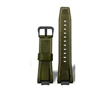 ewgrkba Compatible con Casio G-SHOCK MTG-B3000 Correa de cuero italiano MTG B3000 Correa de reloj de piel de vaca Conector adaptadores de acero inoxidable modificado(A-Green black)