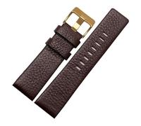ewgrkba Compatible con correa de reloj Diesel DZ7333 DZ7348 DZ4318 de cuero genuino 22mm 24mm 26mm 28mm 30mm negro blanco marrón rojo correa de reloj(Brown gold,30mm)