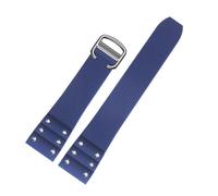 ewgrkba Compatible con correa de silicona Cartier Santos, correa de reloj de goma for correa de goma negra y azul de 21 mm.(Blue silver clasp)