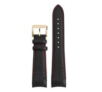 ewgrkba Compatible con Seiko SPORTURA SNAE80P1 SPC089 SNAE93J1 21 mm Correa de cuero con interfaz curva for hombre Correa de reloj de cuero de vaca con arco Accesorios(Black red RG)