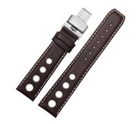ewgrkba Compatible con Tissot 1853 Sports Racing Series PRS516 T91 Correa de reloj Capa superior de cuero de vaca 20 mm Compatible con correas de cuero de correa de reloj Chopin(Brown white silver)