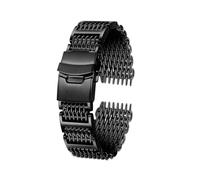 ewgrkba Correa de 20 mm y 22 mm compatible con Hamilton Khaki Aviation Field, correa de acero inoxidable y metal for reloj de hombre, pulsera con hebilla plegable, correa de malla.(G29-02 black,22mm)