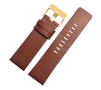 ewgrkba Correa de piel de becerro suave de 26 mm, 28 mm, 30 mm, 32 mm, correa de reloj a rayas compatible con correa de reloj diésel DZ4323 7333, correas de reloj de pulsera for hombre(Light brown gol