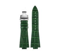 ewgrkba Correa de reloj de cuero de vaca de 26 * 12mm Compatible con Tissot PRX Series 40MM T137.407/T137.410 reemplazo de moda informal for hombres + herramientas(Green silver buckle)