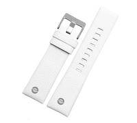 ewgrkba Correa de reloj de cuero genuino compatible con Diesel DZ7257 1657 4323 7314 7313 7371 Correa de reloj 22 24 26 27 28 30 mm Banda negra marrón blanca(White silver,22mm)