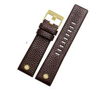 ewgrkba Correa de reloj de cuero genuino compatible con Diesel DZ7257 1657 4323 7314 7313 7371 Correa de reloj 22 24 26 27 28 30 mm Banda negra marrón blanca(Brown gold,32mm)