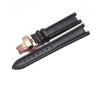 ewgrkba Correa de reloj de cuero genuino compatible con Vivienne Westwood Mujer Correa de reloj con interfaz cóncava suave y cómoda Pulsera de 18 mm(Black-Rose-B1)