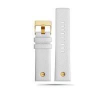 ewgrkba Correa de reloj de cuero genuino de 22 mm, 24 mm, 26 mm, 27 mm, 28 mm, 30 mm, compatible con correa de reloj diésel DZ7257 1657 4323 4318 7313, correa for hombres y mujeres(White gold buckle,2