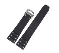 ewgrkba Correa de reloj de goma compatible con Cartier Santos, correa de reloj de silicona de 21 mm, hebilla plegable, correa de muñeca negra y azul.(Black silver)